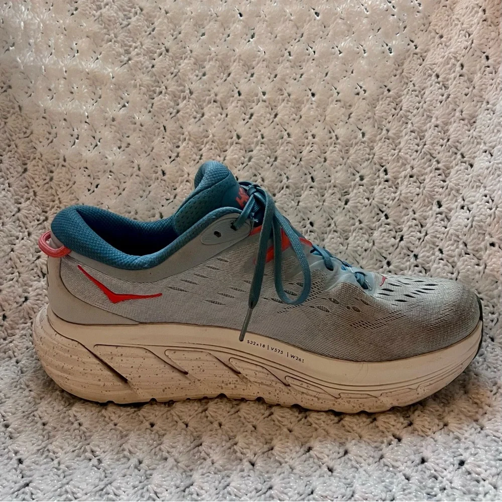 HOKA Gaviota 4 running shoes - blue fog/ plein air women’s wide width size 9.5 - Picture 5 of 16